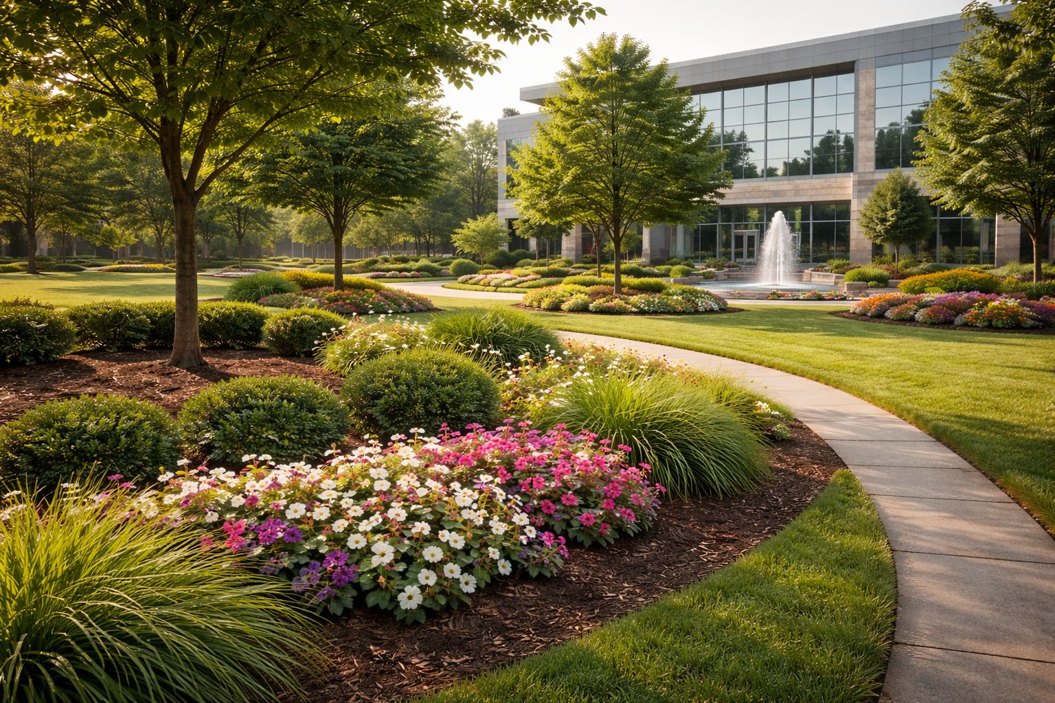 Vibrant landscaping using organic fertilizer by True Earth Solutions.