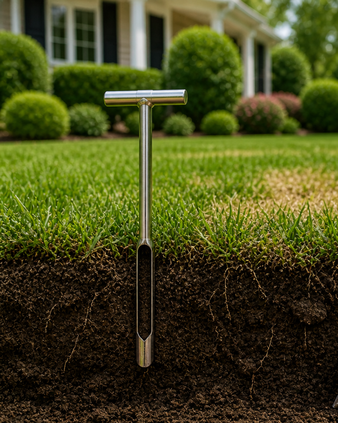 collecting soil sample